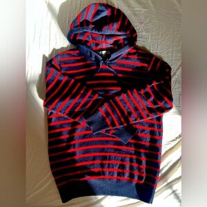 JW Anderson x Uniqlo Striped Hooded Wool Sweater Pull Over Red and Navy, Men’s L
